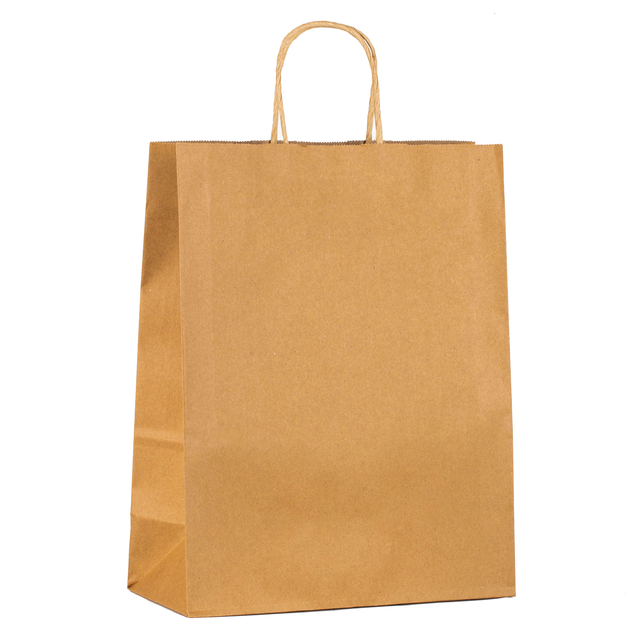 Brown Large Twisted Handle Bags with Serrated Top