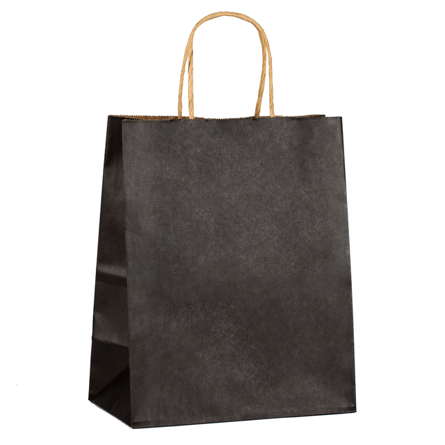 Medium Black Twist Handle Bags with Serrated Top 