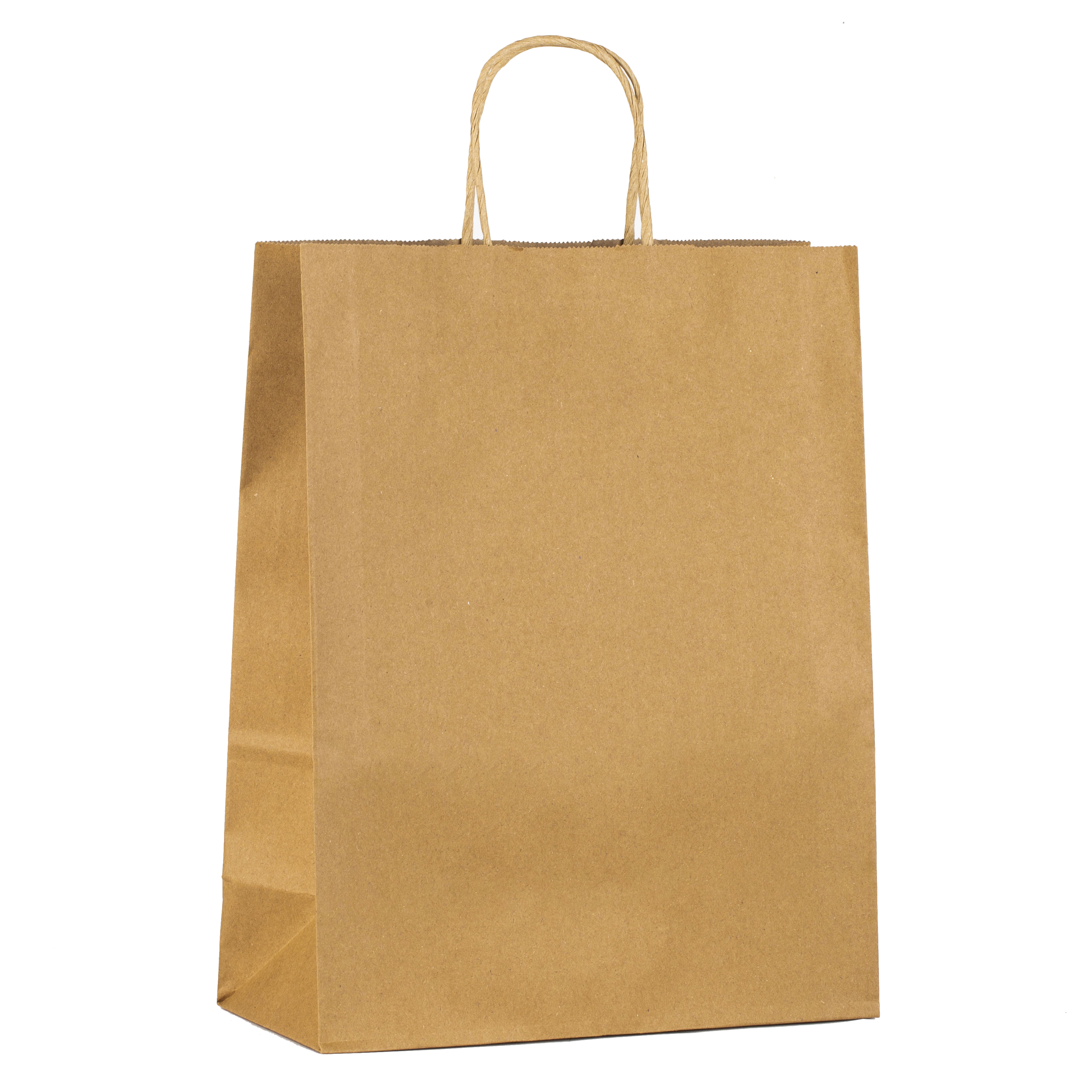 Brown Large Twisted Handle Bags with Serrated Top