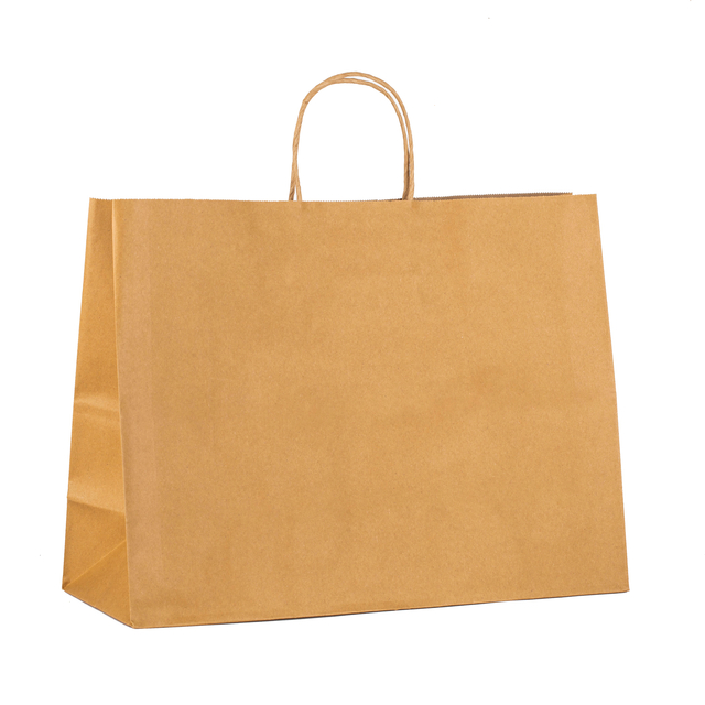 Brown Large Carrying Bags with Serrated Top 