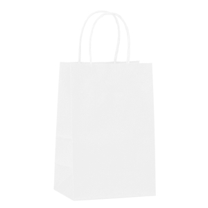 White Small Handle Bags with Serrated Top 