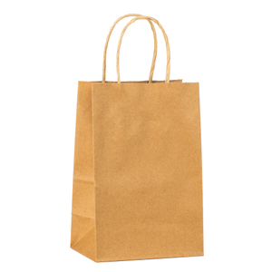 Brown Small Handle Bags with Serrated Top 