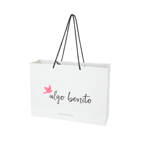 Luxury White Kraft Paper Bag with Woven Paper Handle