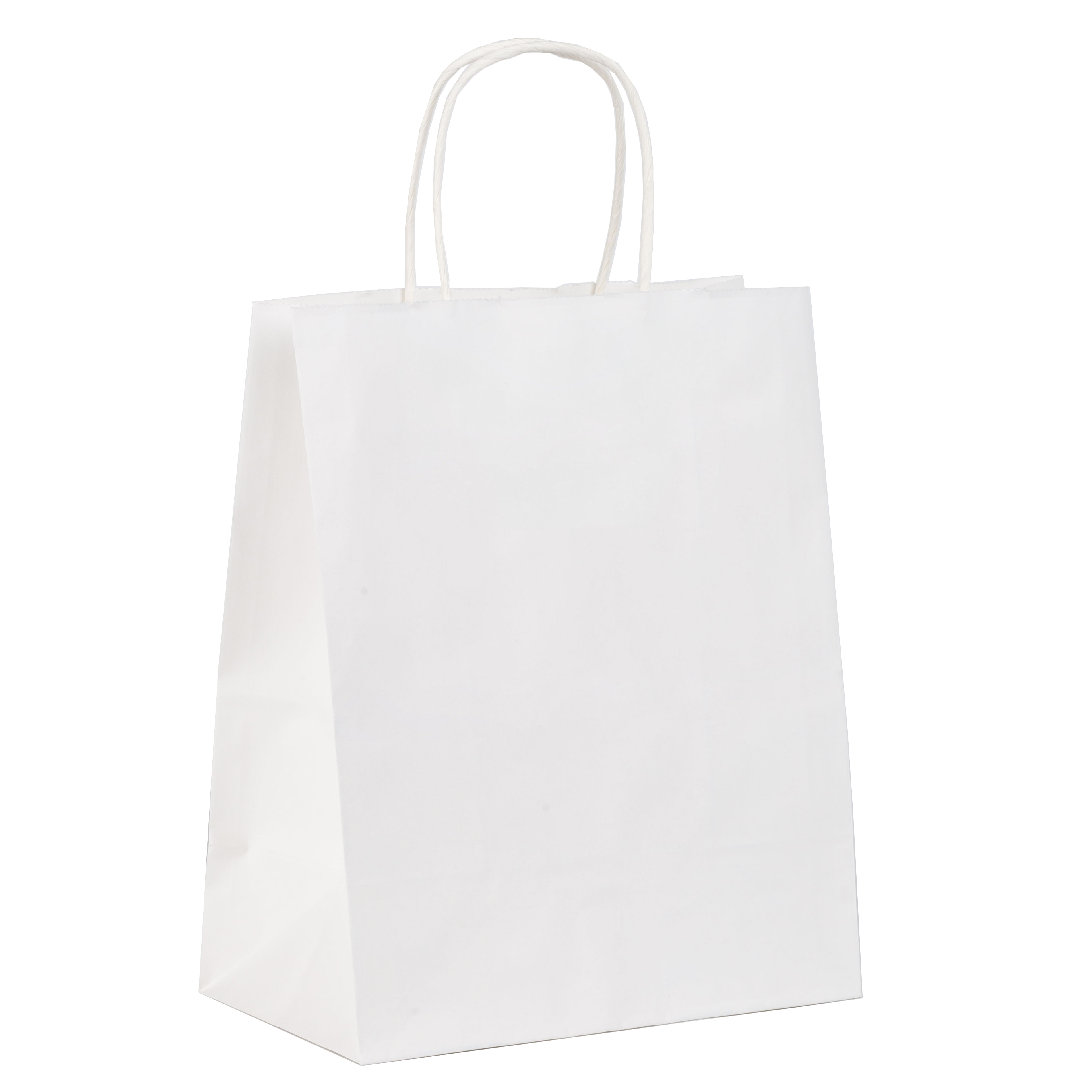 Medium White Twist Handle Bags with Serrated Top 